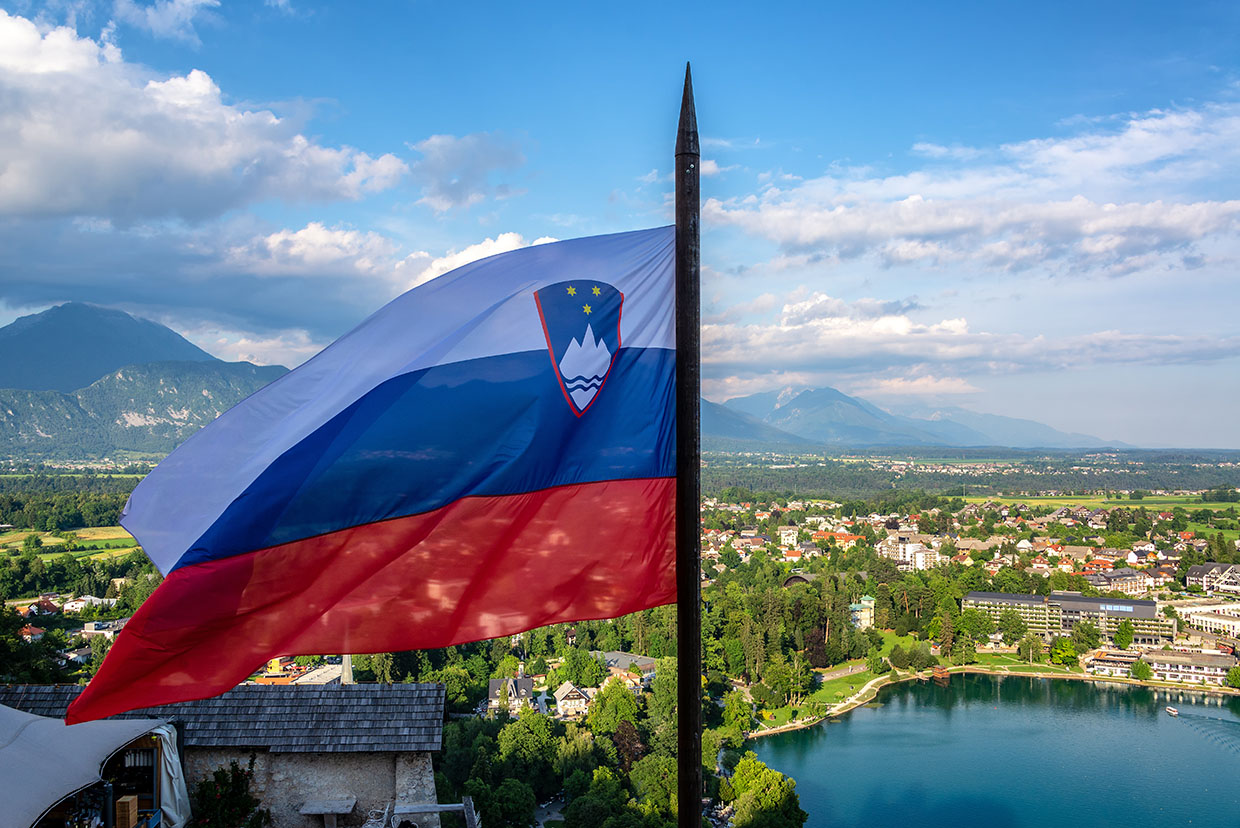 Photo Slovénie drapeau slovène ville