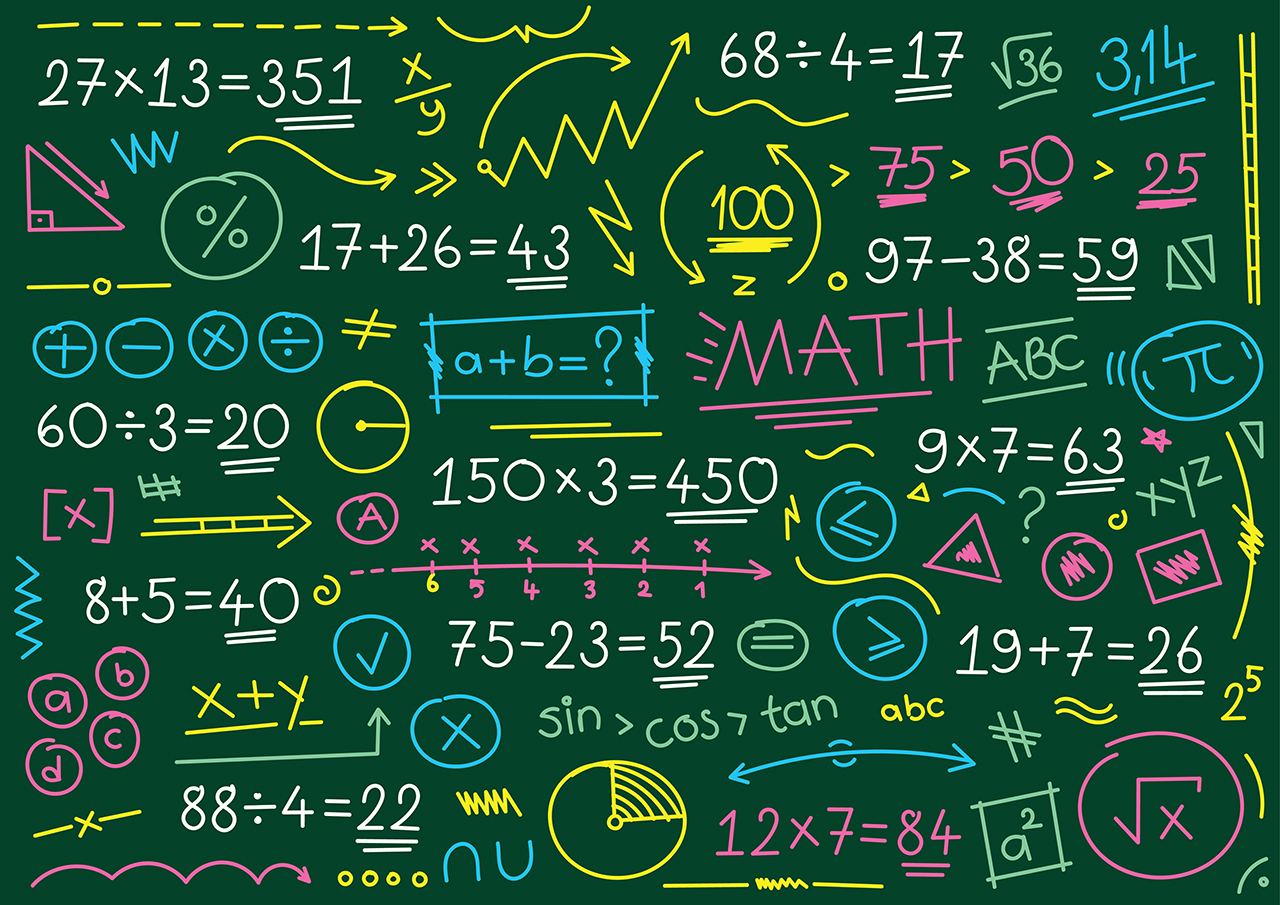 Photo tableau avec formules mathématiques