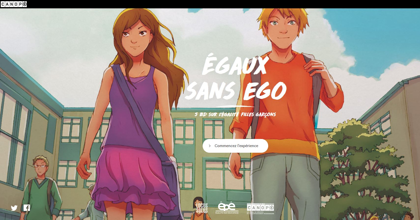Capture bande dessinée interactive Courses d'orientation, Égaux sans ego, site Canopé