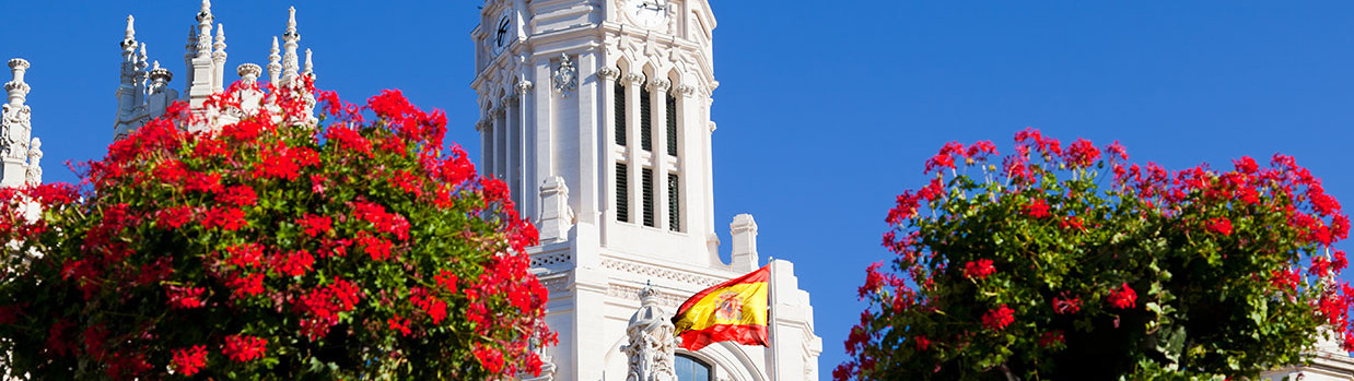 Photo espagne drapeau espagnol ville