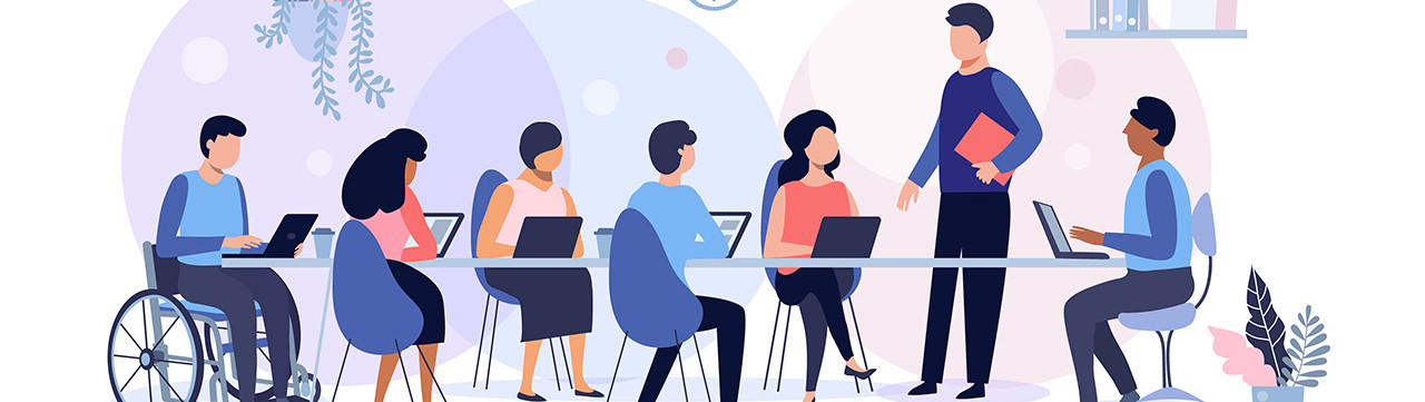 illustration adultes handicapés et au travail handicap