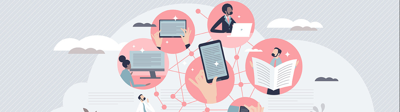 illustration sur la communication différents moyens et supports numérique et papier