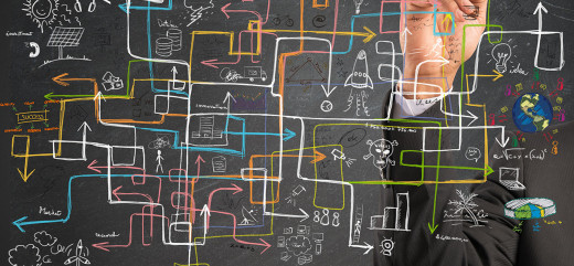Photo schéma complexe sur un tableau mathématiques