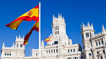 Photo drapeau espagne espagnol ville