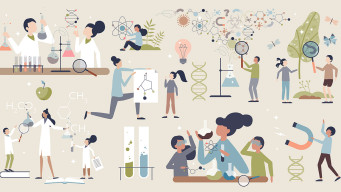 Illustration élèves et enseignants enseignement scientifique sciences mathématiques physiqye chimie svt